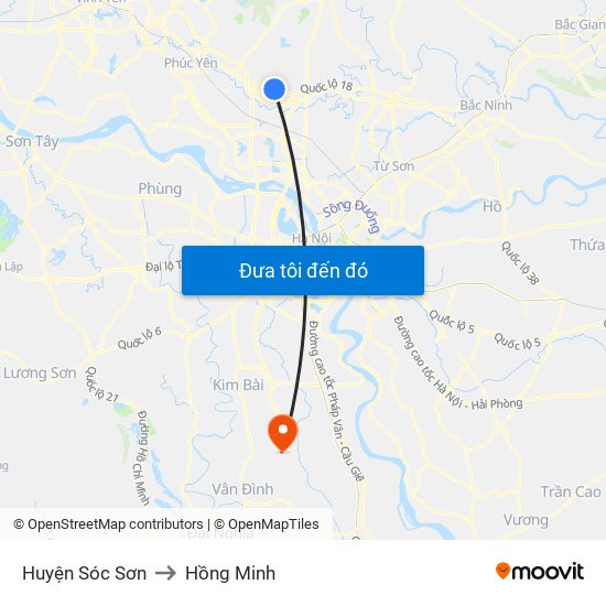 Huyện Sóc Sơn to Hồng Minh map
