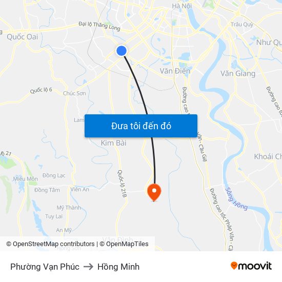 Phường Vạn Phúc to Hồng Minh map