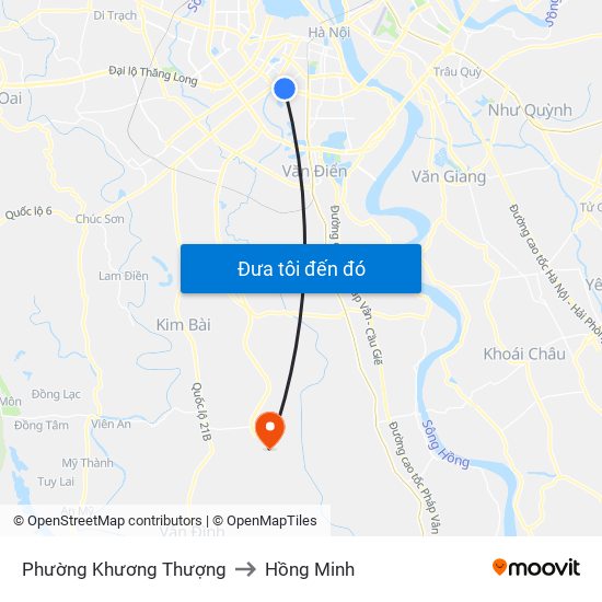 Phường Khương Thượng to Hồng Minh map