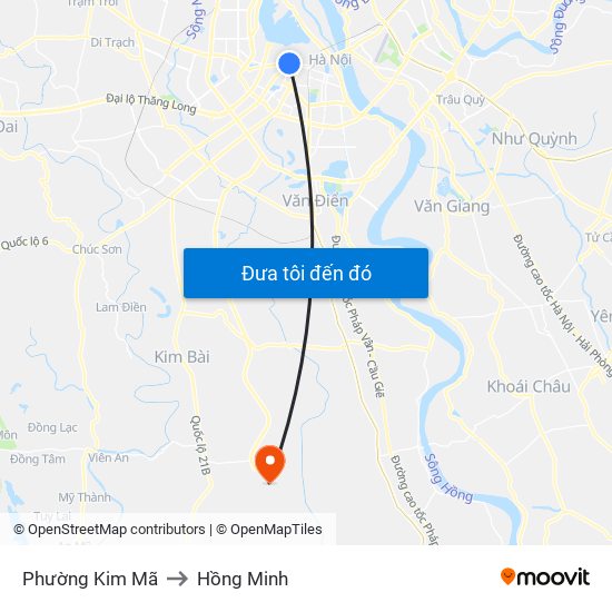 Phường Kim Mã to Hồng Minh map