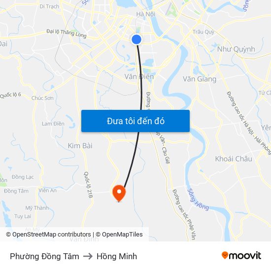 Phường Đồng Tâm to Hồng Minh map