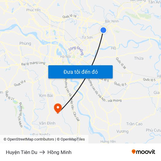 Huyện Tiên Du to Hồng Minh map