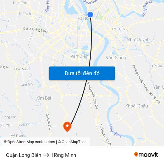 Quận Long Biên to Hồng Minh map