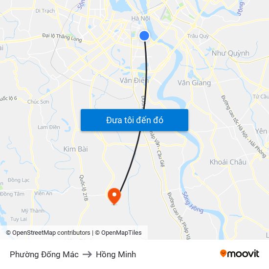 Phường Đống Mác to Hồng Minh map