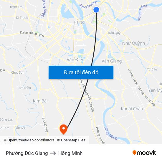 Phường Đức Giang to Hồng Minh map