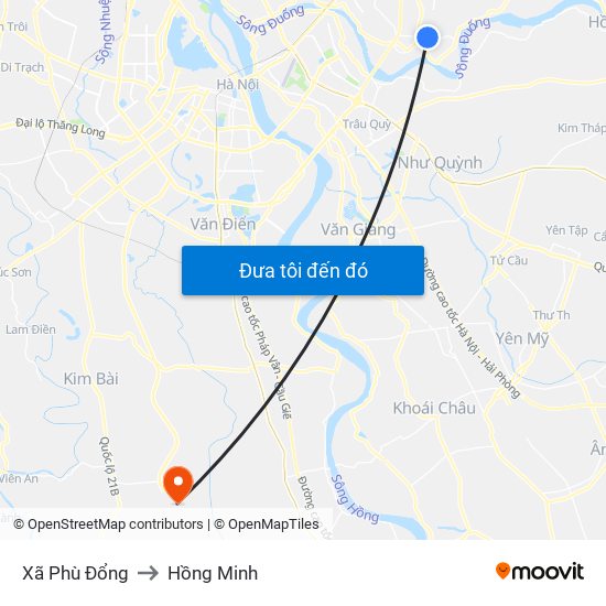 Xã Phù Đổng to Hồng Minh map