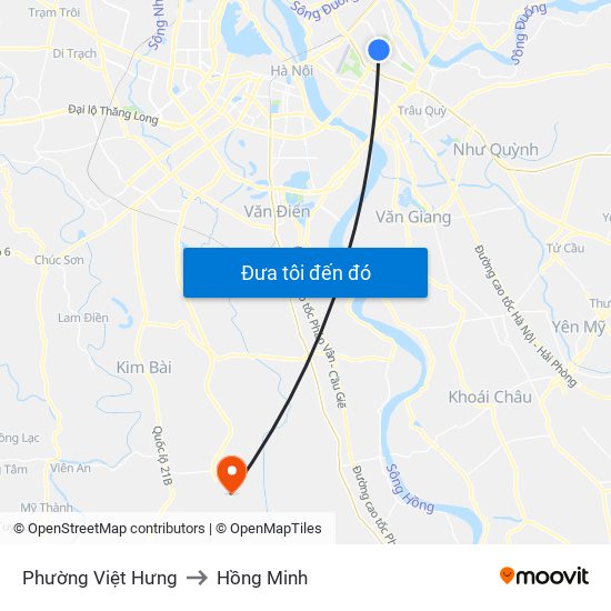 Phường Việt Hưng to Hồng Minh map