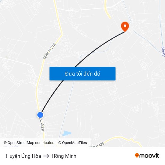 Huyện Ứng Hòa to Hồng Minh map