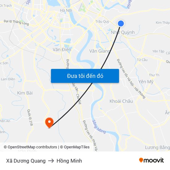 Xã Dương Quang to Hồng Minh map