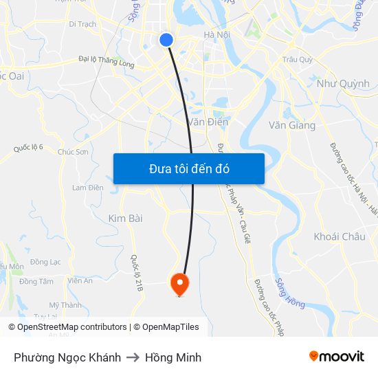 Phường Ngọc Khánh to Hồng Minh map