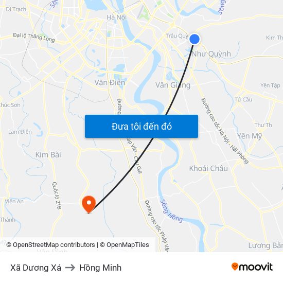 Xã Dương Xá to Hồng Minh map