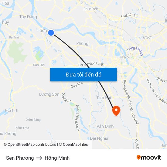 Sen Phương to Hồng Minh map