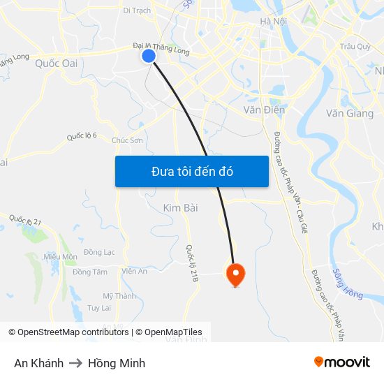 An Khánh to Hồng Minh map