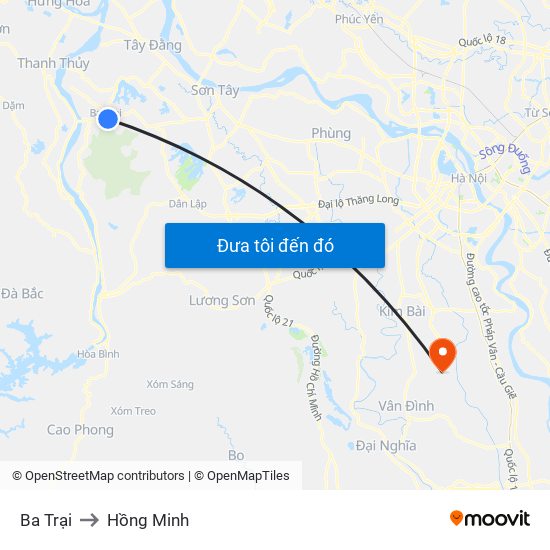 Ba Trại to Hồng Minh map