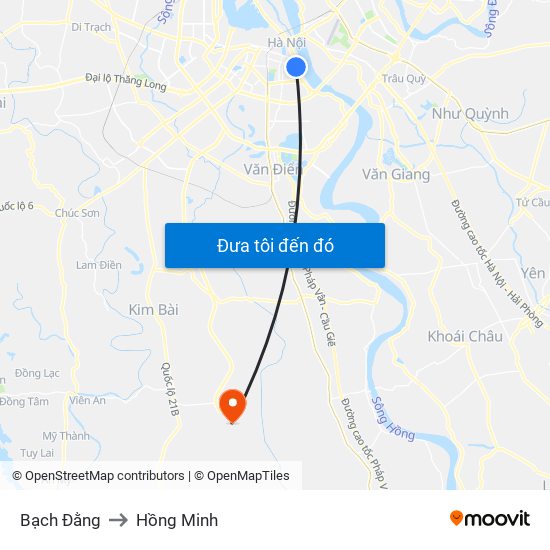 Bạch Đằng to Hồng Minh map