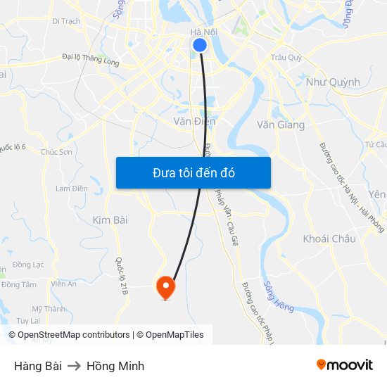 Hàng Bài to Hồng Minh map