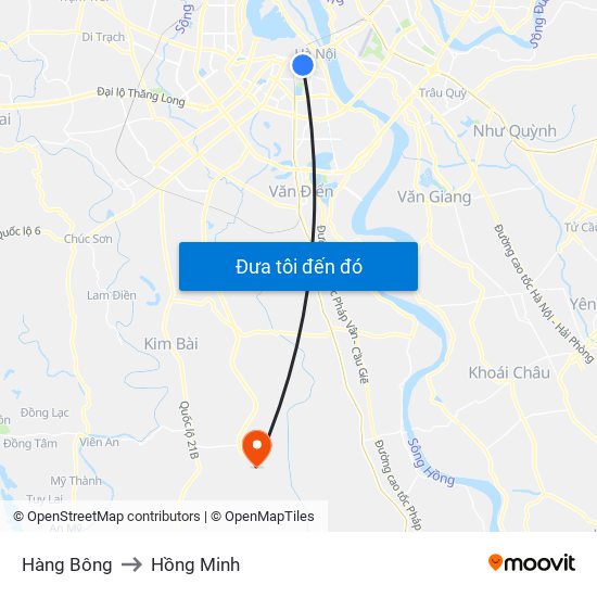 Hàng Bông to Hồng Minh map