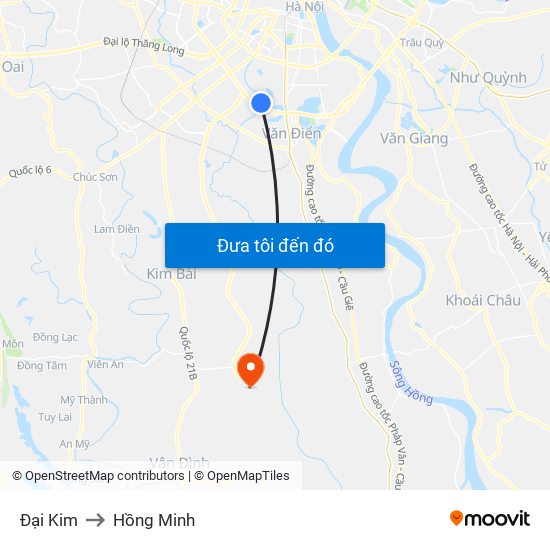 Đại Kim to Hồng Minh map