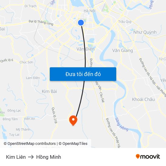 Kim Liên to Hồng Minh map