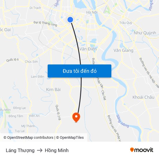 Láng Thượng to Hồng Minh map