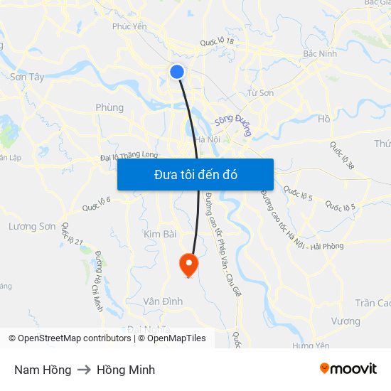 Nam Hồng to Hồng Minh map