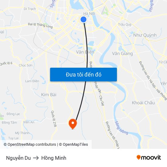 Nguyễn Du to Hồng Minh map