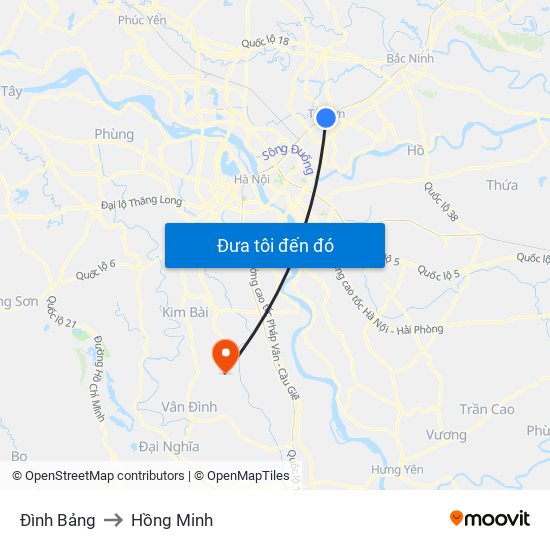 Đình Bảng to Hồng Minh map