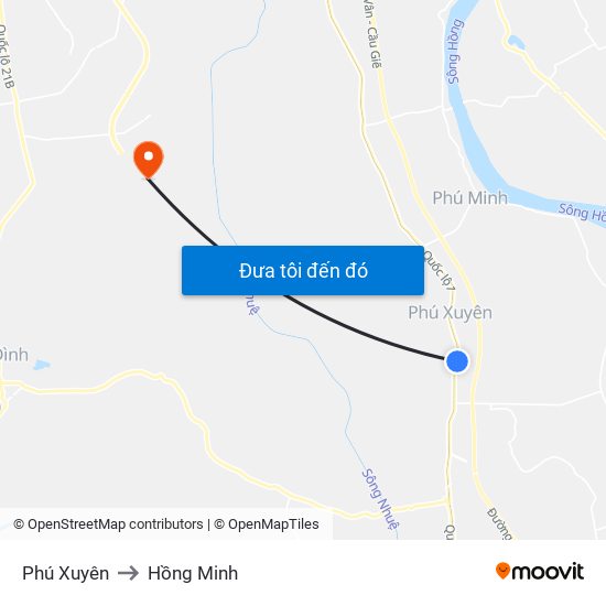 Phú Xuyên to Hồng Minh map