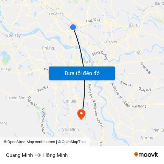 Quang Minh to Hồng Minh map