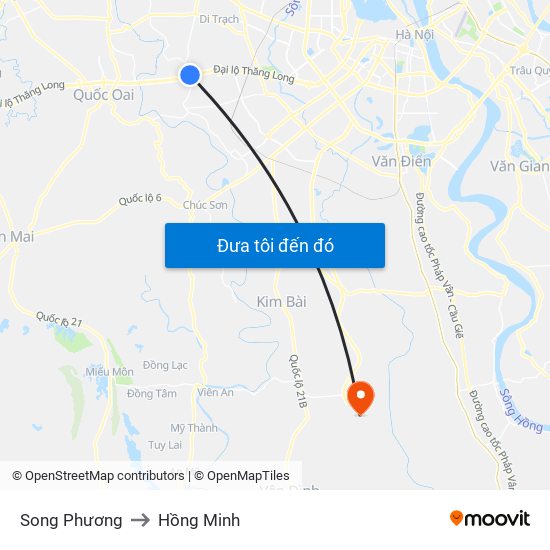 Song Phương to Hồng Minh map
