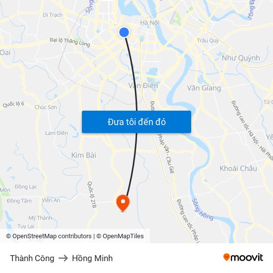 Thành Công to Hồng Minh map