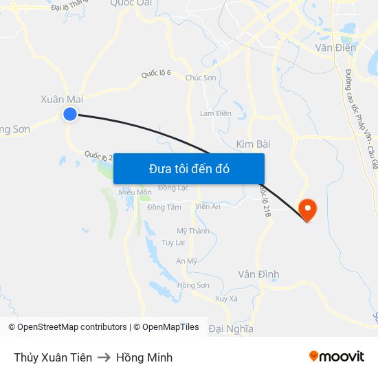 Thủy Xuân Tiên to Hồng Minh map