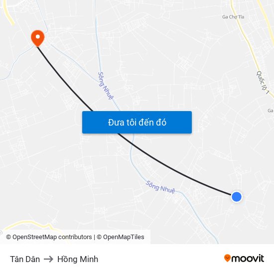 Tân Dân to Hồng Minh map