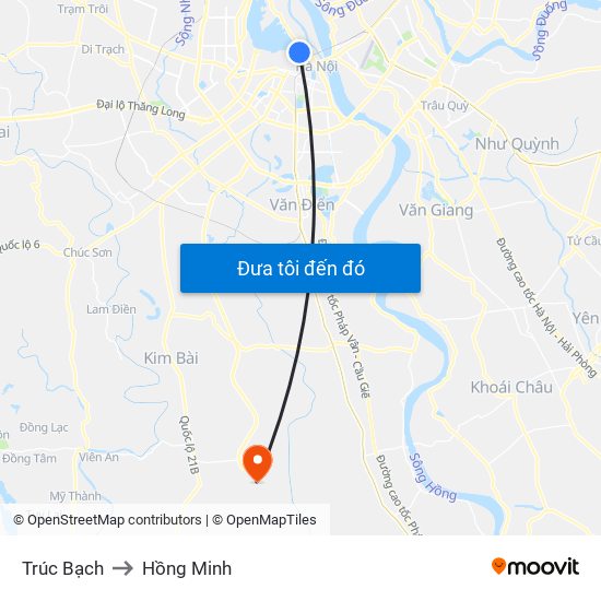 Trúc Bạch to Hồng Minh map