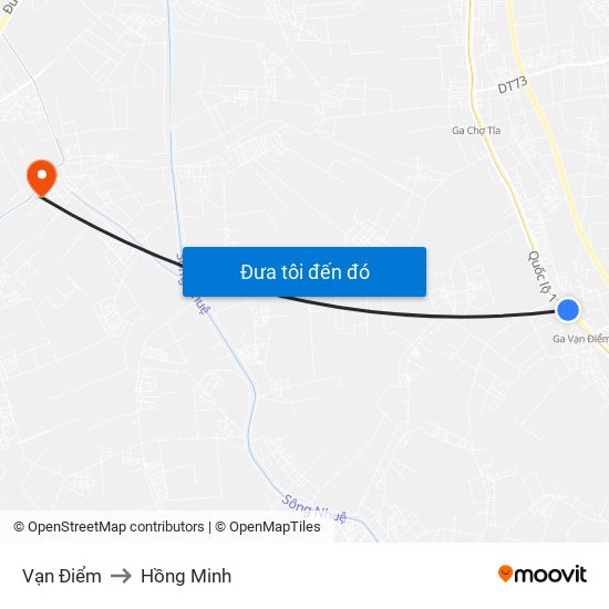 Vạn Điểm to Hồng Minh map