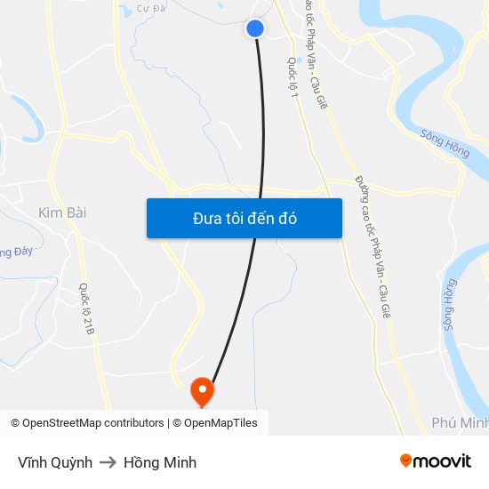Vĩnh Quỳnh to Hồng Minh map