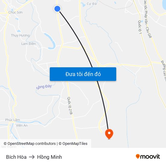 Bích Hòa to Hồng Minh map