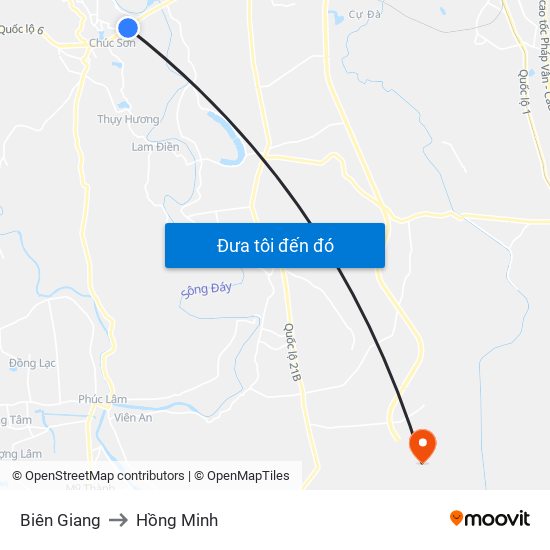 Biên Giang to Hồng Minh map