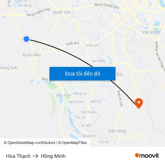 Hòa Thạch to Hồng Minh map