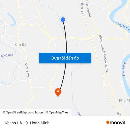 Khánh Hà to Hồng Minh map