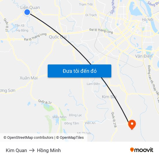 Kim Quan to Hồng Minh map