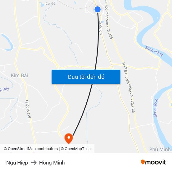 Ngũ Hiệp to Hồng Minh map