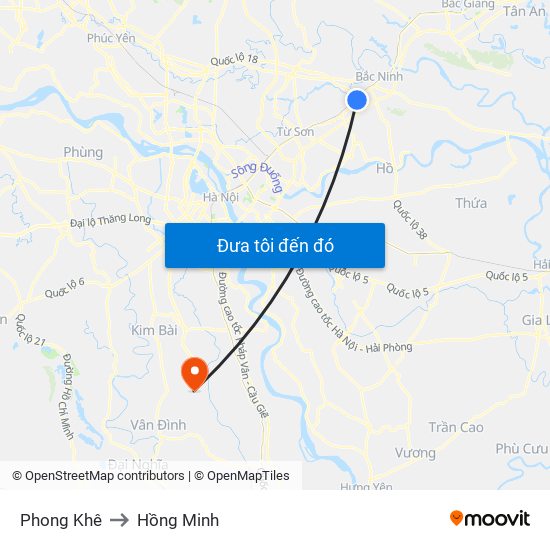 Phong Khê to Hồng Minh map