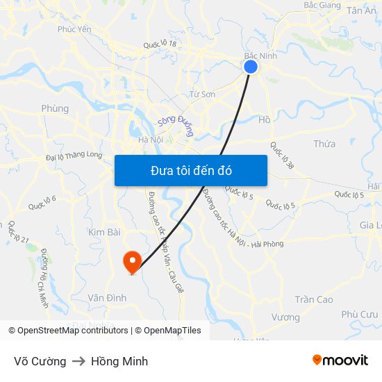 Võ Cường to Hồng Minh map