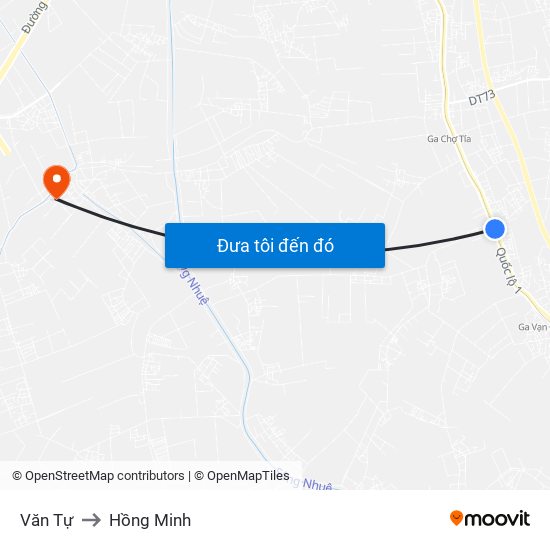 Văn Tự to Hồng Minh map