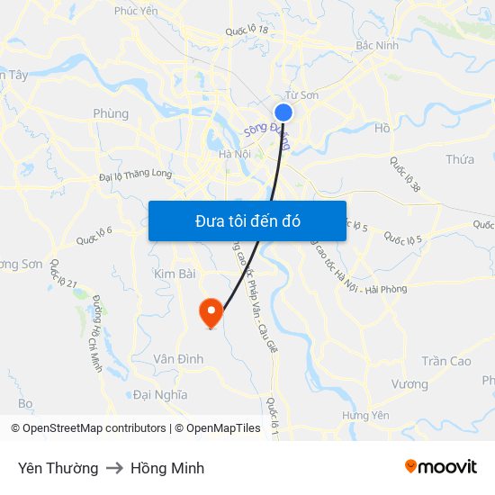 Yên Thường to Hồng Minh map