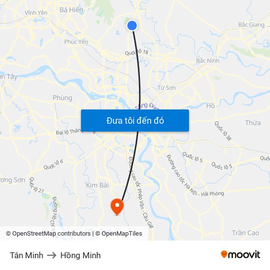 Tân Minh to Hồng Minh map