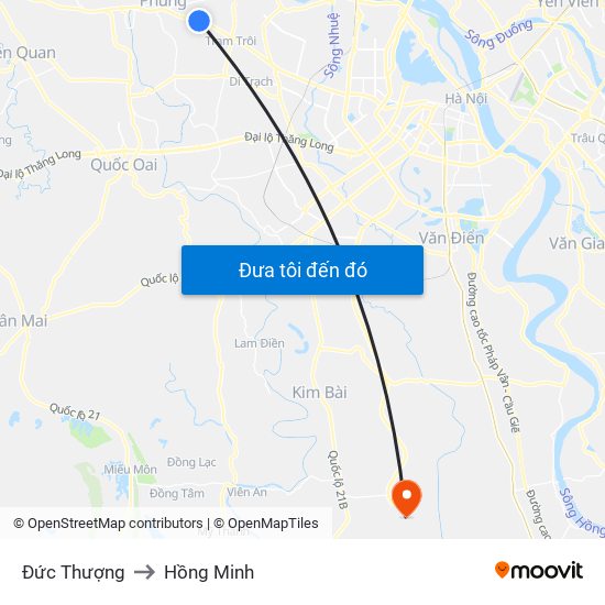 Đức Thượng to Hồng Minh map