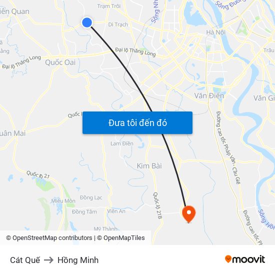 Cát Quế to Hồng Minh map