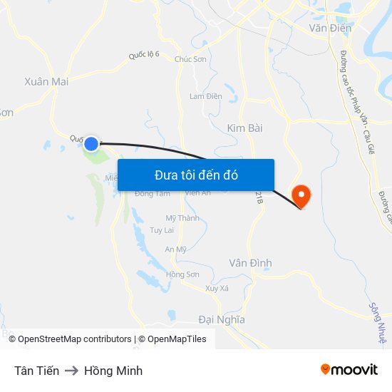 Tân Tiến to Hồng Minh map